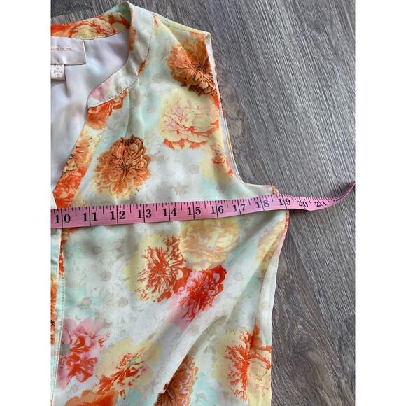 Skies are Blue Floral Sleeveless Button Down Tunic Shirt Dress - Picture 8 of 8